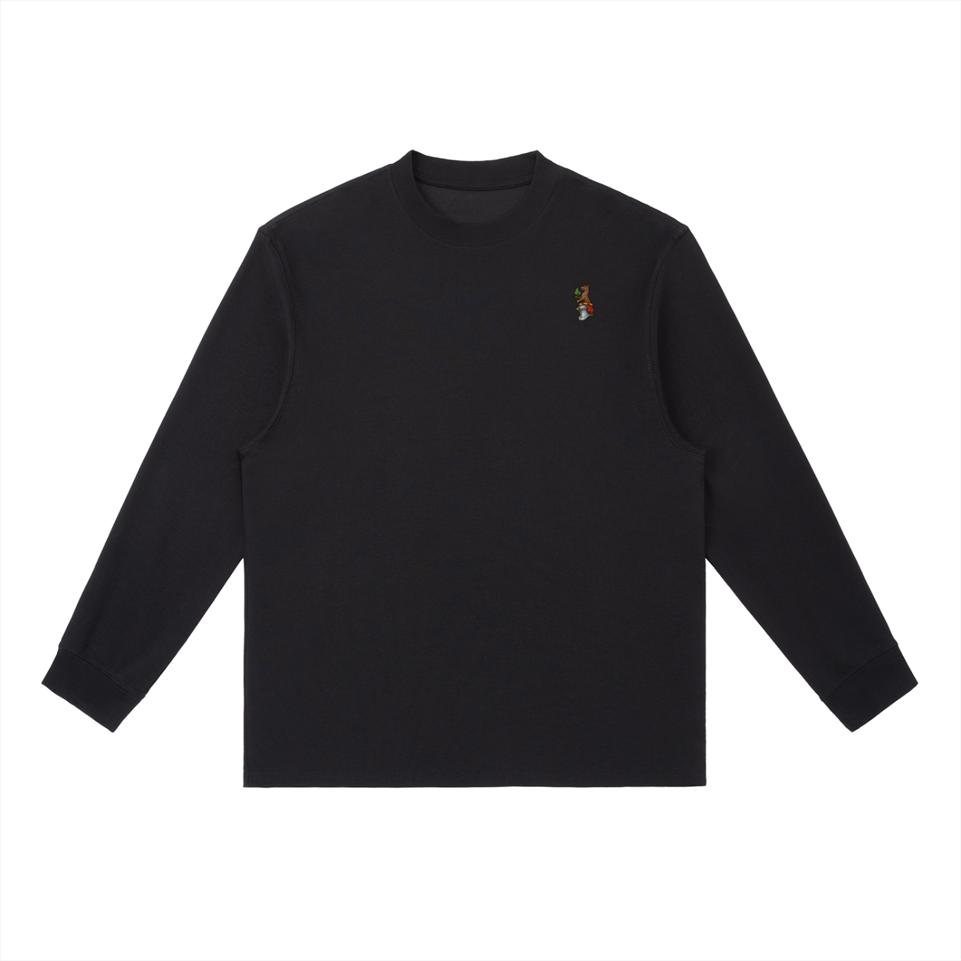 Crewneck Long-Sleeve Crest - Black