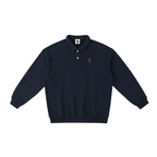 Crest Polo-Collar Sweatshirt - Navy