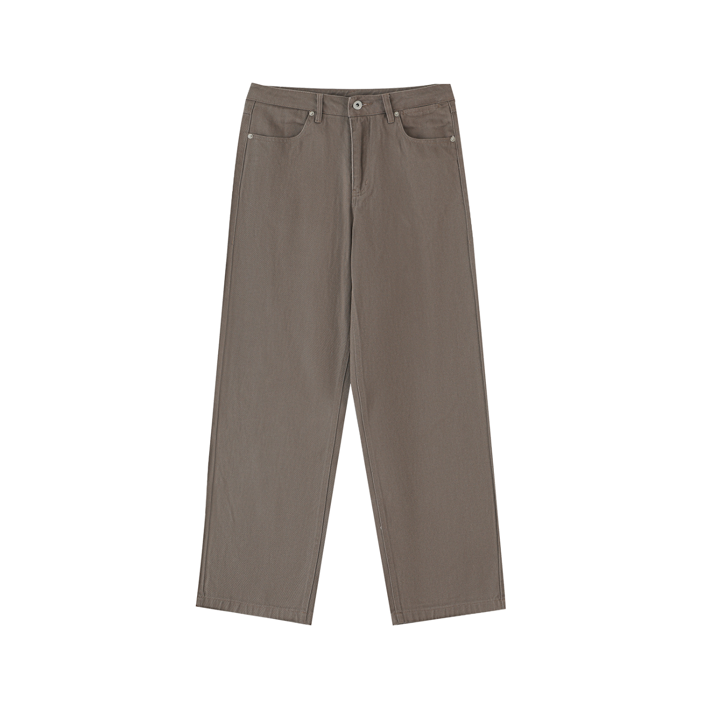 Straight Leg 100% Cotton Trousers - Light Brown
