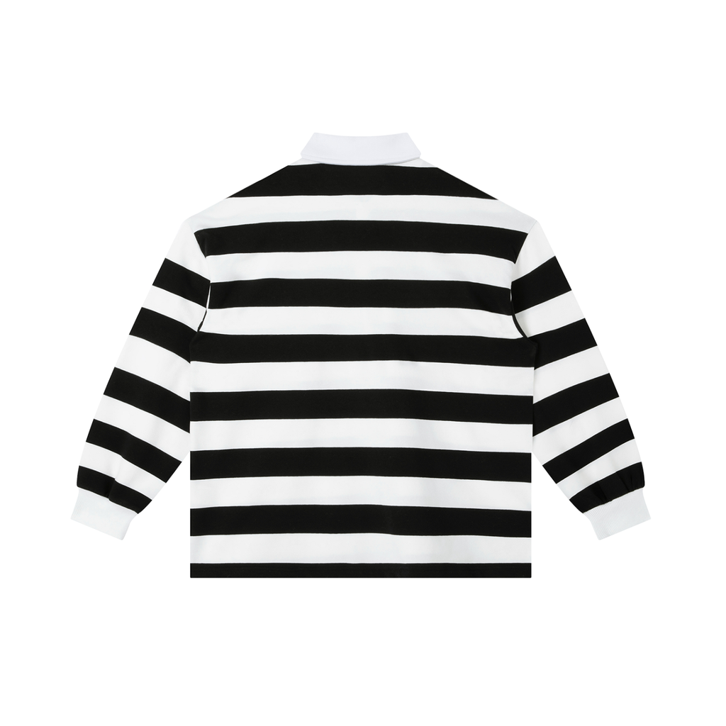 Block Stripe Polo Shirt - Black & White
