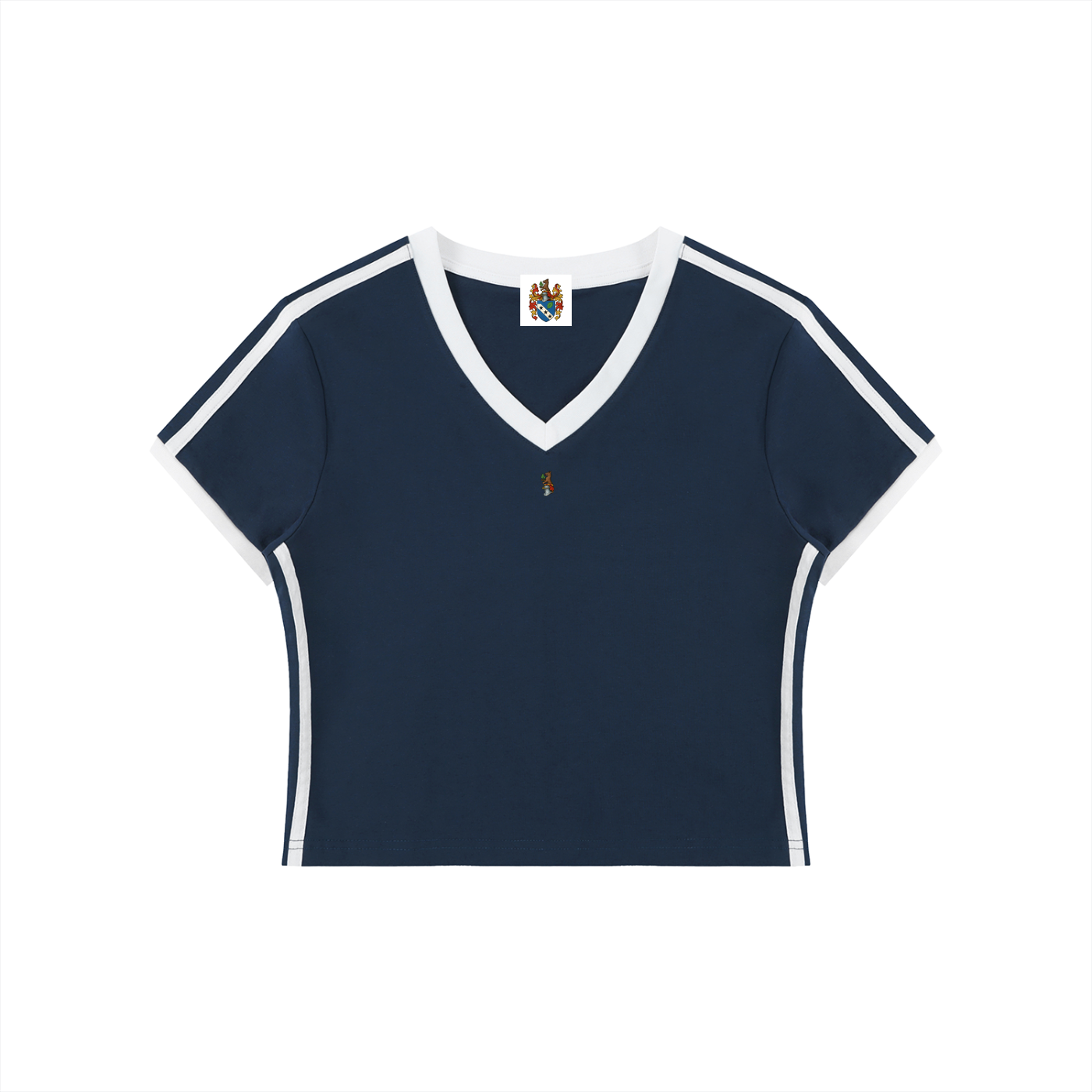 Women's Retro Binding V-Neck Crop T-Shirt