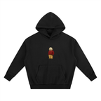 Charles Panda Boxy Fleece Hoodie - Black & Red