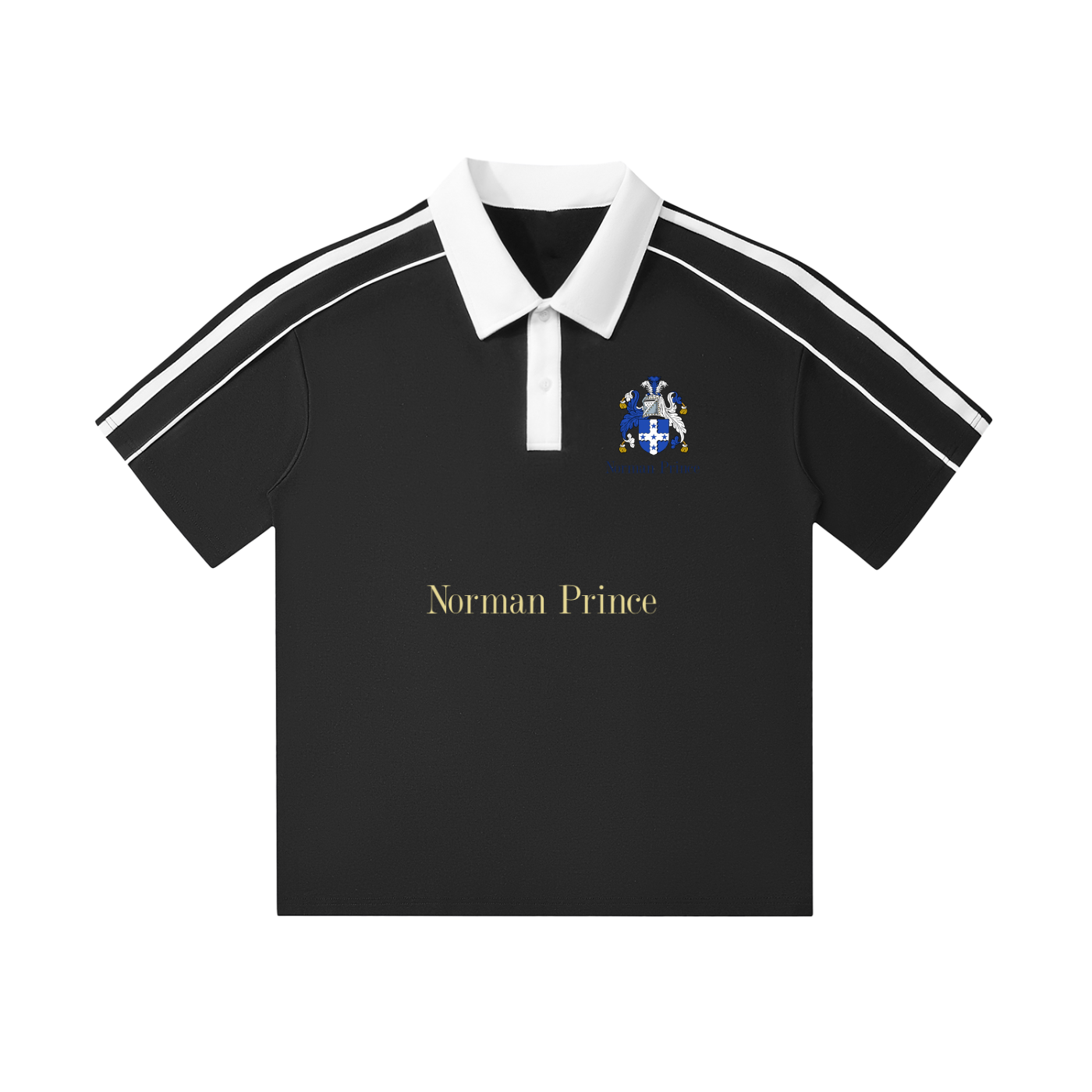 Norman Prince Contrast Collar Polo - Black