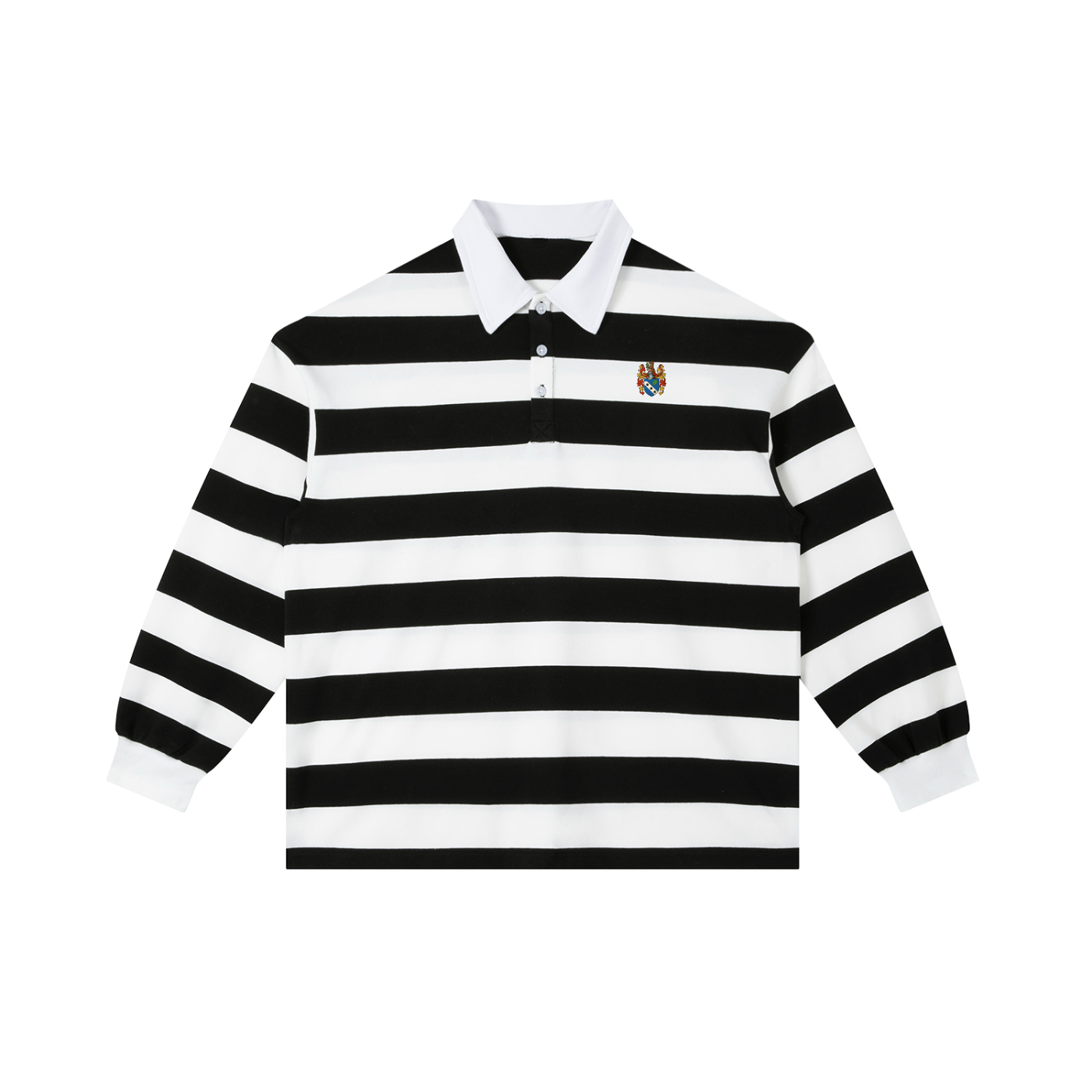 Block Stripe Polo Shirt - Black & White