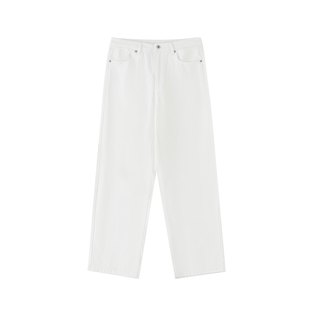 Straight Leg 100% Cotton Trousers - White