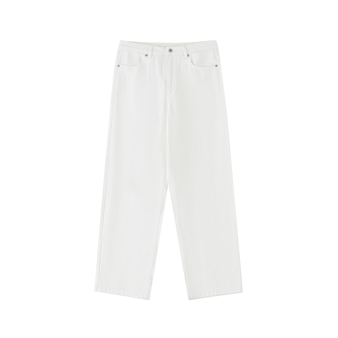 Straight Leg 100% Cotton Trousers - White