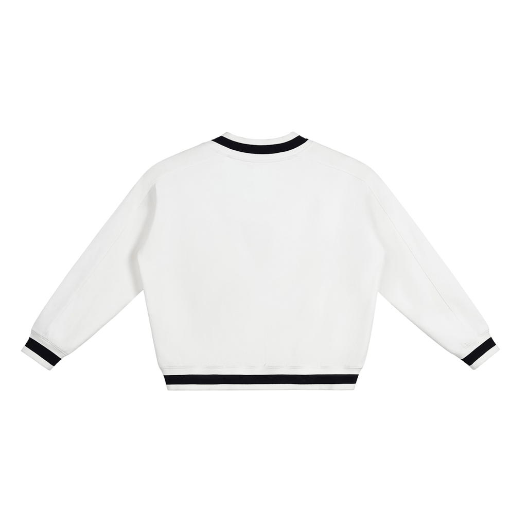 White Knight V-Neck Contrast Collar  Sweatshirt