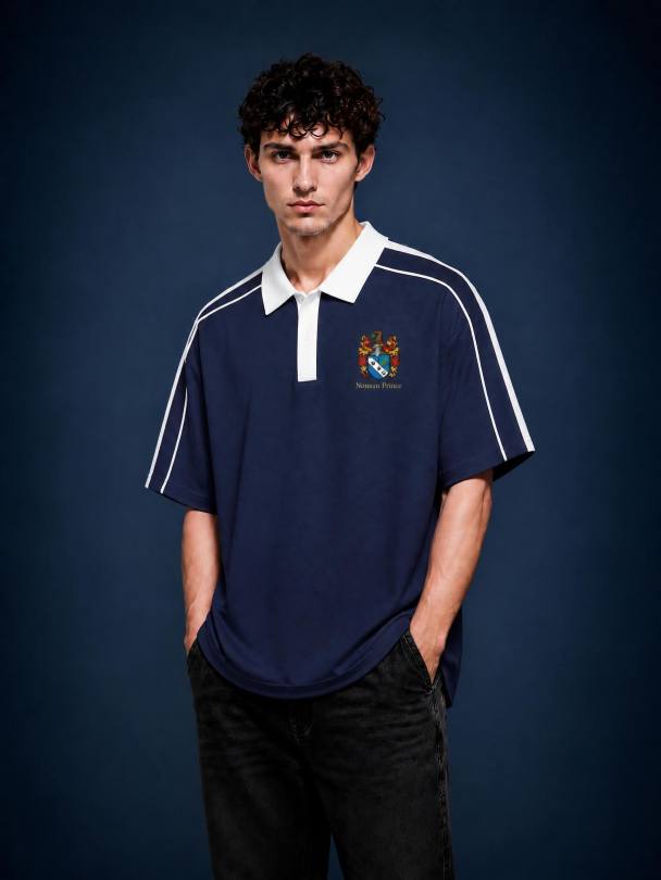 Contrast Collar Short-Sleeve Polo Shirt