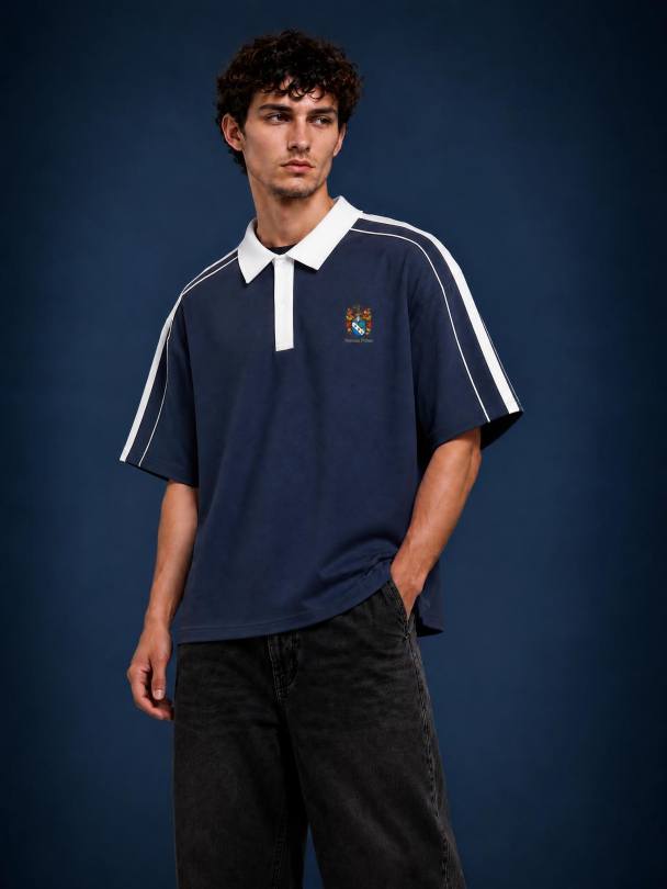 Contrast Collar Short-Sleeve Polo Shirt