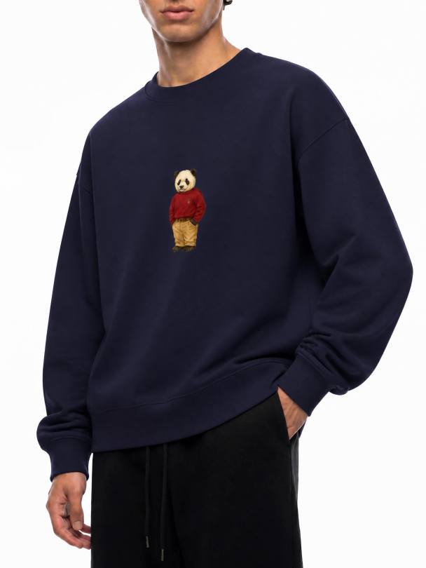 Charles Panda Cotton Sweatshirt - Red Sweatshirt Charles