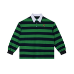 Block Stripe Polo Shirt - Green & Navy Blue