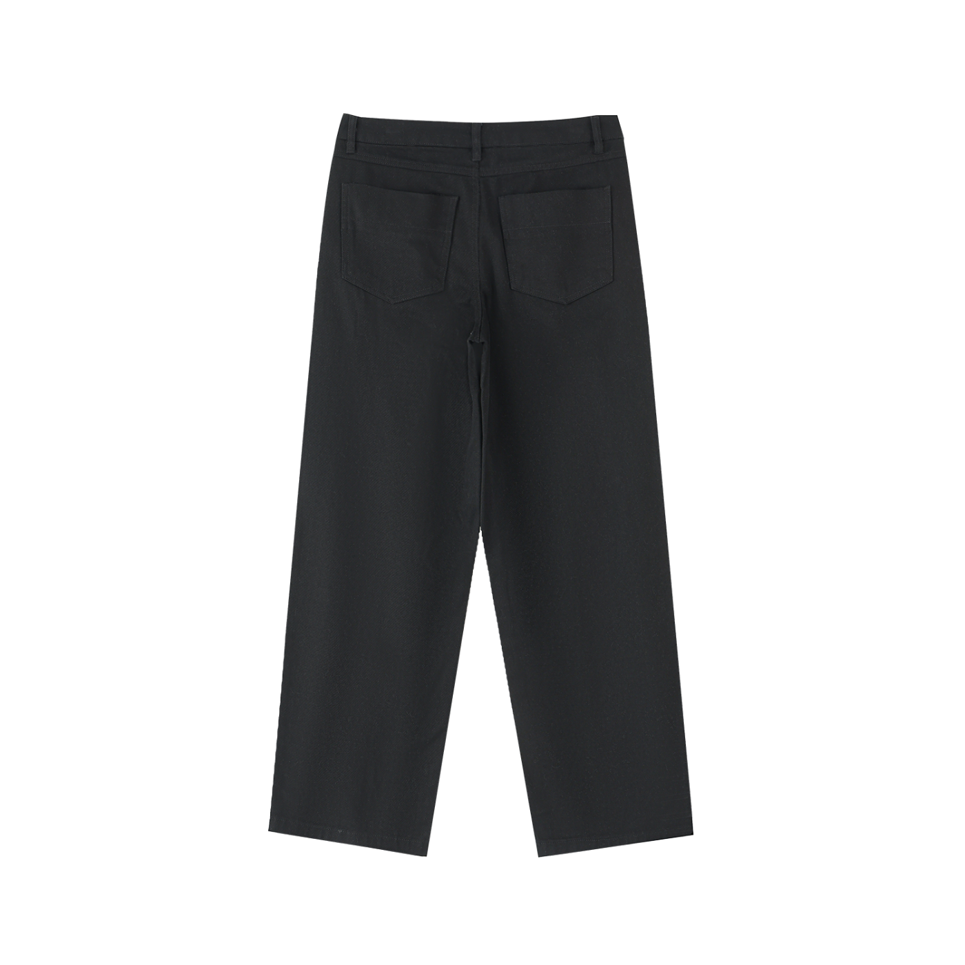 Straight Leg 100% Cotton Trousers - Black