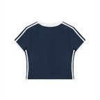 Women's Retro Binding V-Neck Crop T-Shirt