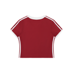 Women's Retro Binding V-Neck Crop T-Shirt