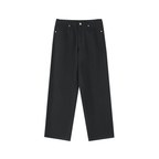 Straight Leg 100% Cotton Trousers - Black