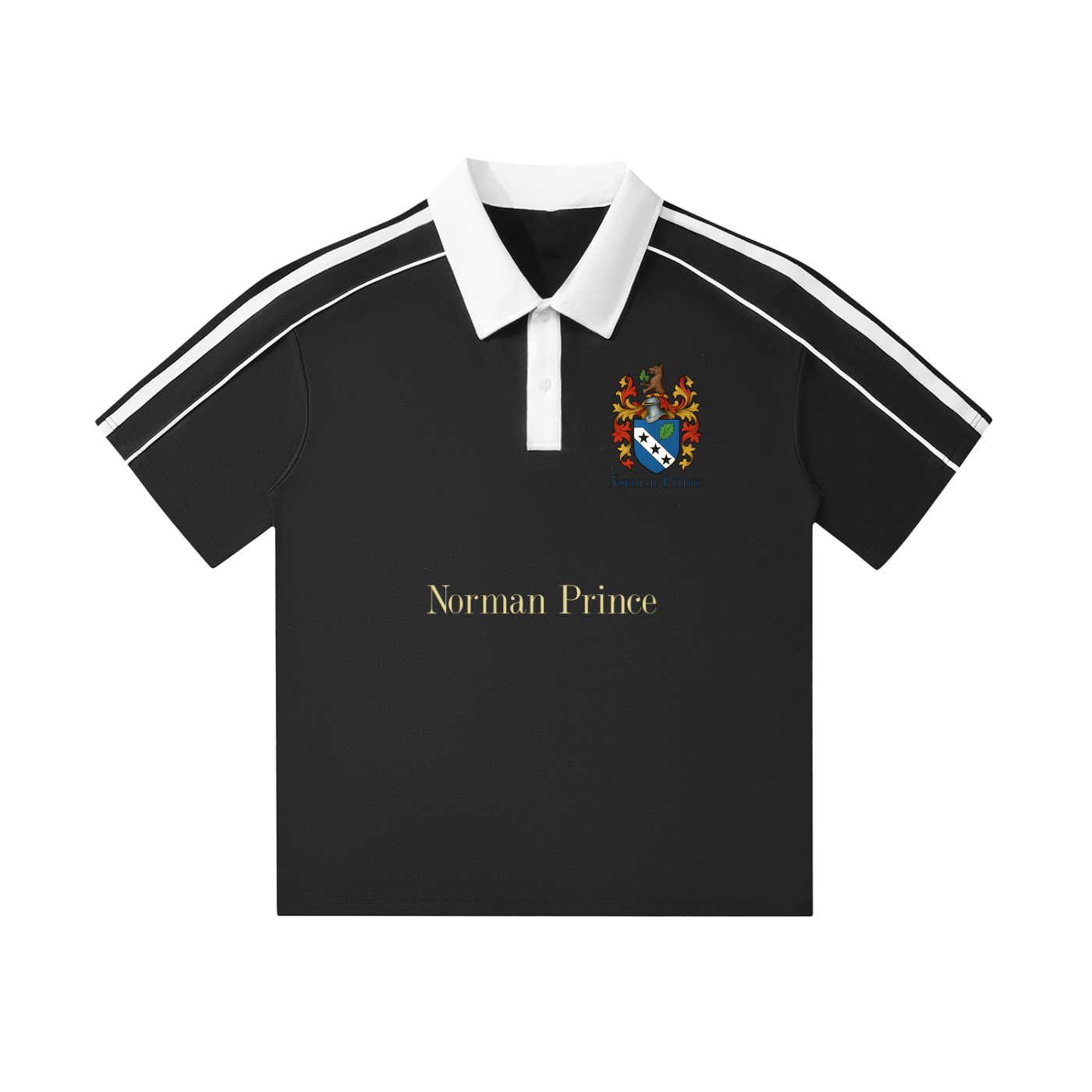 Norman Prince Contrast Collar Polo - Black